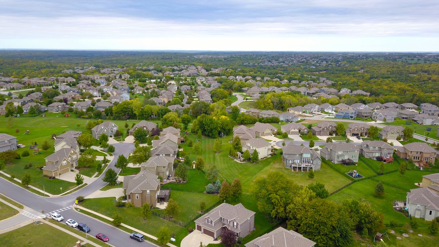 Aerial view of a Sydney suburb showing residential streets and housing density