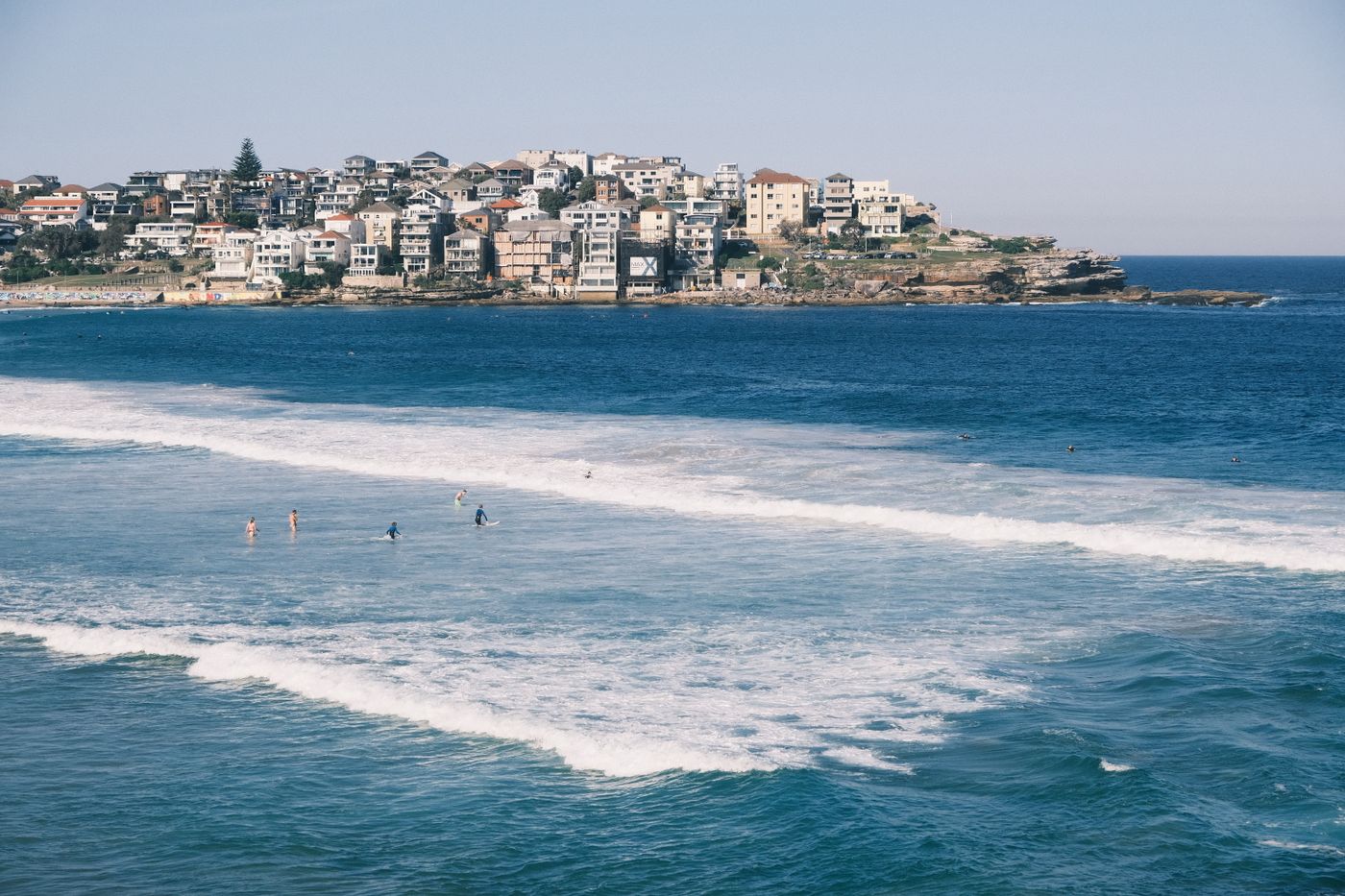 Aerial view of Bondi Beach and the surrounding residential suburb in Sydney