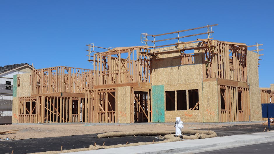 New custom home under construction — framing stage