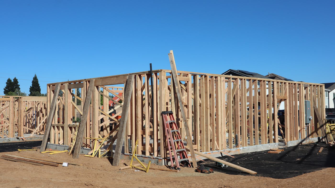 Residential construction framing underway on a Western Sydney new home site