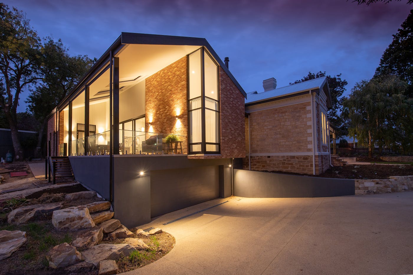 Contemporary Sydney home exterior at twilight ready for renovation