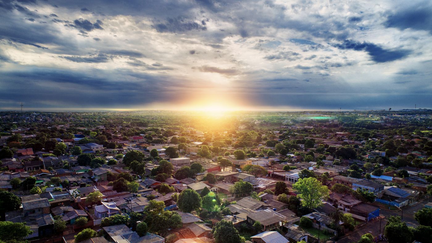 Aerial view of a quiet suburban village in NSW showing residential housing
