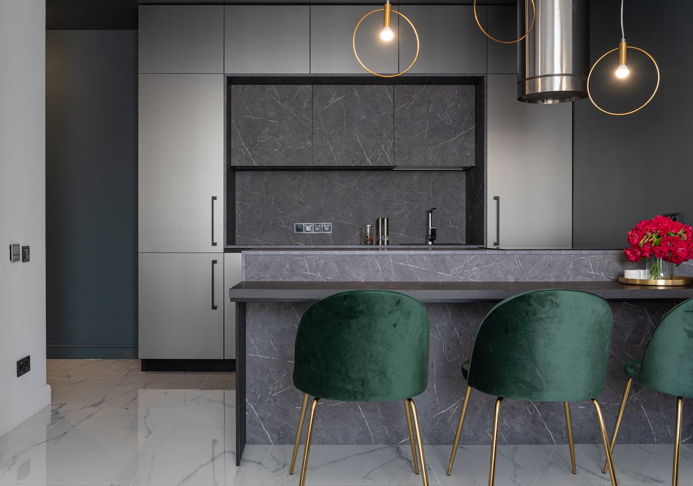 Interior of a modern kitchen showing quality finishes and specifications in a duplex home